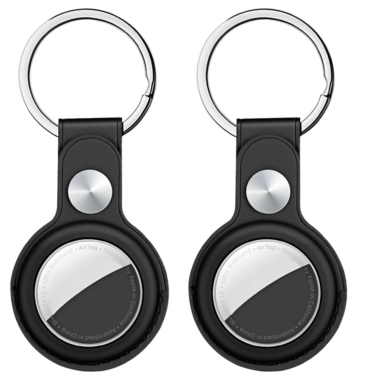 2PACKS Keychain Compatible for Airtags Case,Airtag Holder Keychain Keyring,Air tag Protective Case Cover with Key Ring Silicone Airtag Case Black