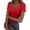 Red, variant on Womens Shirts V Neck Ribbed Short Sleeve Slim Basic Spring Summer Tshirts Shirts for Women Beige L