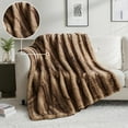 thumbnail image 5 of Cozylore Luxury Faux Fur Throw Blanket for Bed Super Thick Warm Fuzzy Blankets for Bedroom Living Room, 60" x 80", Brown, 5 of 8