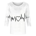 thumbnail image 4 of Qetyuw Valentines Shirts for Women Love Heart Graphic T-Shirt 3/4 Length Sleeve Round Neck Blouse Tops Casual Summer Tee Shirt, 4 of 5