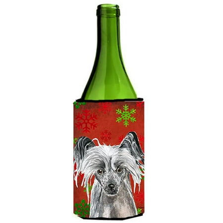 Chinese Crested Red Snowflake Christmas Wine bottle sleeve Hugger - 24