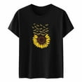 thumbnail image 4 of Fshinging Plus Size Tops For Women Plus Size Sunflower Butterfly Print Short Sleeve Summer Casual Slim Vintage T-Shirts, 4 of 5