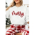 thumbnail image 2 of Women's Beige Merry Graphic Christmas Crew Neck Sweatshirt for the Holiday Season | [ZhiHiMeRi] | (US 20-22)2XL, 2 of 6