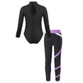 thumbnail image 2 of IEFIEL Kids Girls 2Pcs Dance Set Gymnastics Sports Suit Long Sleeve Leotard with Athletic Leggings Skating Outfit Lavender 5-6, 2 of 6