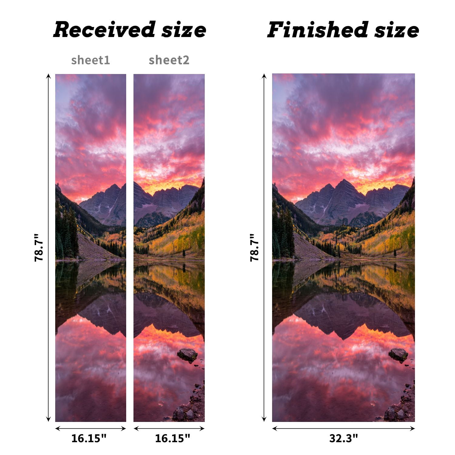 Self Adhesive Vinyl Refrigerator Wrap Set Maroon Bells autumn aspen trees lake reflections Aspen Door Mural Removable Fridge Sticker Peel and Stick&nbsp;Full Door Cover Decal Kitchen Bar Decor