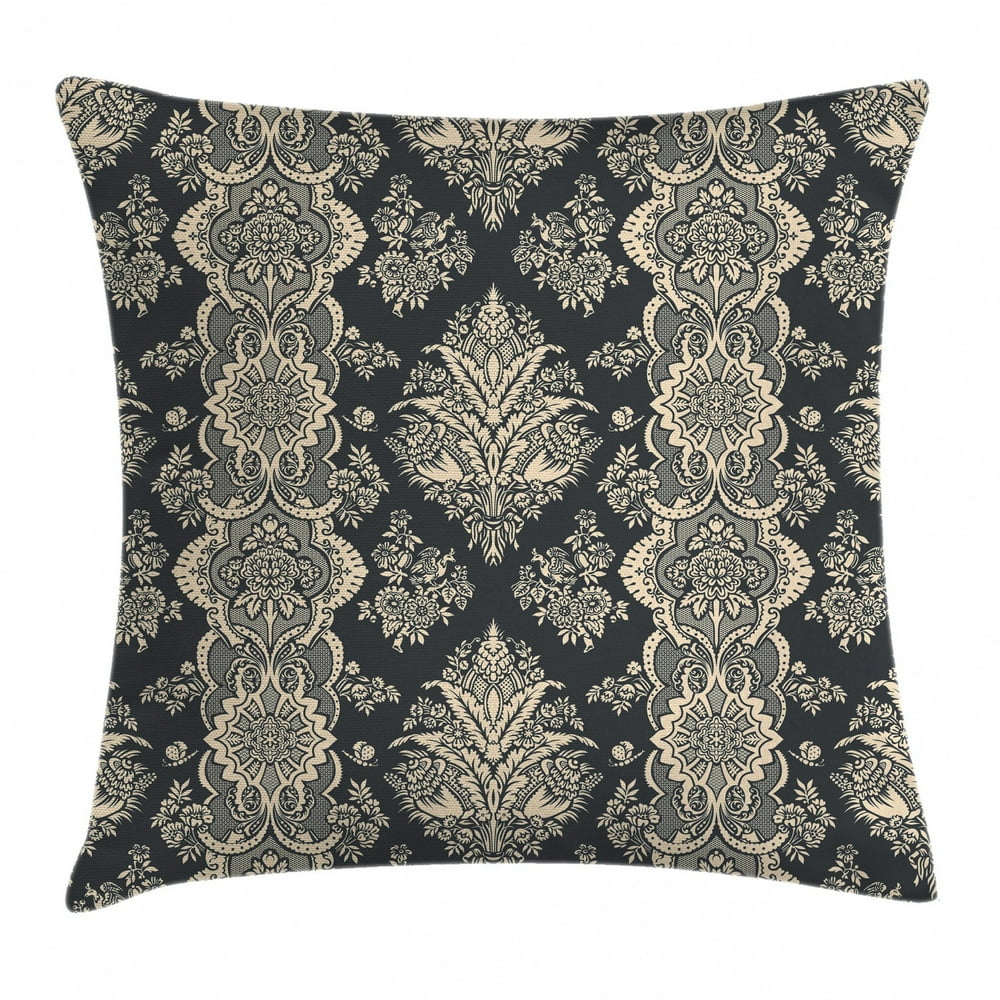 Damask Throw Pillow Cushion Cover, Victorian Style Baroque Classic