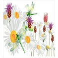 thumbnail image 3 of Dragonfly Duvet Cover Set, Daisy Flower Field with Chamomile and Butterflies Grassland Nature Design, Decorative 2 Piece Bedding Set with 1 Pillow Shams, Twin Size, Fern Green White, by Ambesonne, 3 of 3