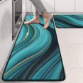 thumbnail image 2 of Kitchen Rugs Sets Of 2,Teal Marble Gold Wave Pattern Anti Fatigue Kitchen Mat Rugs Non Slip Washable,Decorative Kitchen Floor Mats for Kitchen,Sink,Laundry,17"x47"+17"x47", 2 of 5