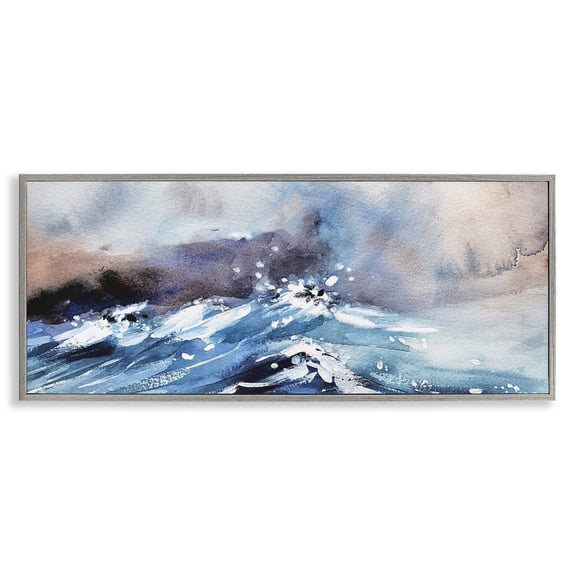 Stupell Industries Tropical Marine Waves Ocean Weather Gray Framed Giclee Art, 30 x 13, by Lil' Rue