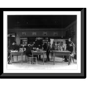 Historic Framed Print, [Hampton Institute, Hampton, Va. - teacher and five students studying insects in the laboratory], 17-7/8" x 21-7/8"