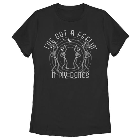 Women's Lost Gods Halloween I've Got a Feelin' in my Bones Graphic Tee Black X Large