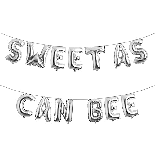 Sweet As Can Bee Balloons Baby Shower Banner Mommy to Bee/Bee Gender Reveal/Bee Welcome Baby Theme Party Birthday Supplies Decoration (Sweet AS CAN BEE Silver)
