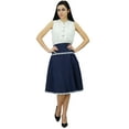 thumbnail image 6 of Bimba Women Knee Length Denim Skirt With Lace Detail Casual Chic A-Line Skirts, 6 of 9