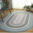 thumbnail image 2 of SAFAVIEH Braided Kaylee Striped Machine Washable Reversible Area Rug, Beige/Light Blue, 6' x 9' Oval, 2 of 20