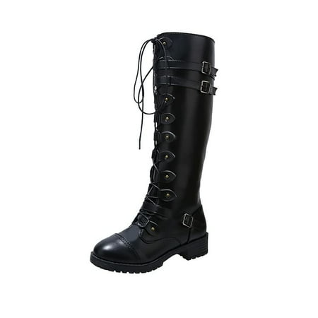 

Byte Legend Winter Women s Boots High Long Boots Round-Toe Belt Buckle