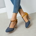thumbnail image 4 of Hinvhai Mary Jane Pumps Chunky Heels for Women Round Toe T-Strap Sandals Summer Oxford Shoes with Hollow Blue 7.5(40), 4 of 6