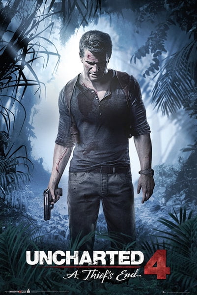 Game Cover Size: 24 x 36 Uncharted 4: A Thiefs End Gaming Poster // Print