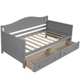 thumbnail image 6 of Twin Size Daybed with 2 Storage Drawers, Platform Storage Bed with Safety Guardrail and Slat Support, Sofa Bed for Bedroom Living Room, No Box Spring Needed,Black, 6 of 6