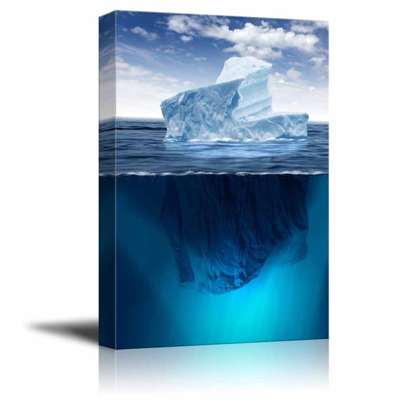 wall26 Canvas Prints Wall Art - Antarctic Iceberg in the Ocean Beautiful Polar Sea Background | Home Decoration Stretched Gallery Canvas Wrap Giclee Print. Ready to Hang - 32" x 48"