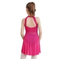 thumbnail image 3 of Hansber Kids Girls Mock Neck Rhinestone Skating Dress Gymnastic Leotard Ballet Latin Lyrical Dance Hot Pink&Black 16, 3 of 7