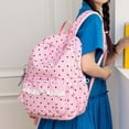 thumbnail image 4 of Women's Pink Polka Dot Backpack with Lace Bow, Cute Nylon Daypack for Teens Ladies, Lightweight Water Resistant School Bag for College Travel Daily Use, 4 of 5