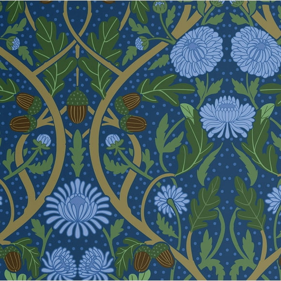 S4Sassy Floral Wallpaper - Blue Wall Covering, 25" x 240" Self-Adhesive Textured Vinyl Wall Paper, Wallwrap, Easy DI Walls Covering For Farmhouse Bedroom, Living Room, Cabinets, Living Spaces