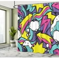 thumbnail image 4 of Ambesonne Pop Art Shower Curtain, Funny Modern Comic Shapes, 69"Wx84"L, Turquoise Yellow and Hot Pink, 4 of 4