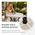 thumbnail image 4 of Round Outdoor Tablecloth with Umbrella Hole and Zipper, Beige Striped Tablecloth with Elastic Waterproof, Beige Ombre Farmhouse Stripes Patio Table Covers for 31" - 35" Picnic Pool Tables, 4 of 9
