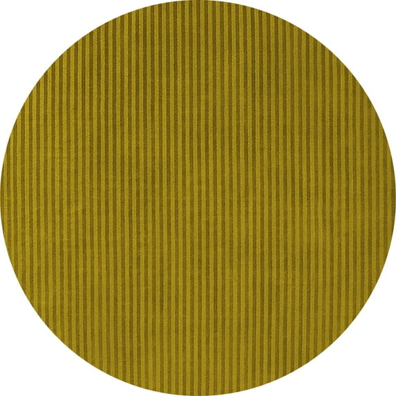 Ahgly Company Machine Washable Indoor Round Oriental Yellow Industrial Area Rugs, 7' Round
