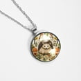 thumbnail image 4 of Hedgehog Elegant Glass Design Circular Pendant Necklace - Stylish Statement Necklaces, 4 of 5