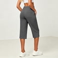 thumbnail image 5 of Babaley Womens Capri Pants High Waisted Stretch Side Slit Cropped Trousers Dressy Stylish Casual Office Business Work Pants, 5 of 6