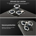 thumbnail image 3 of For Apple iPhone 14 Pro / iPhone 14 Pro Max Diamond Bling Ring Crystal Tempered Glass Camera Len Protector Cover Black, 3 of 5