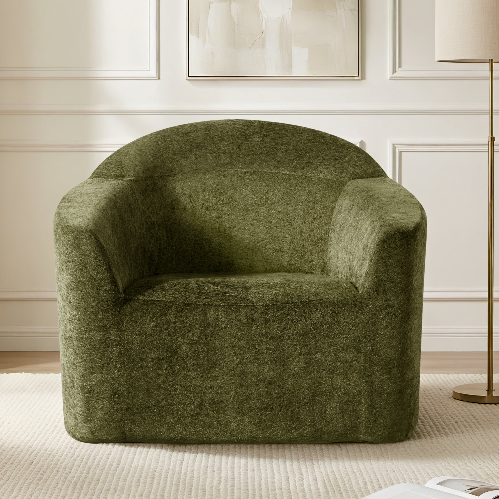 Spruce & Spring Modern Accent Chair with Compression Sponge Cushion, No Assembly, Green