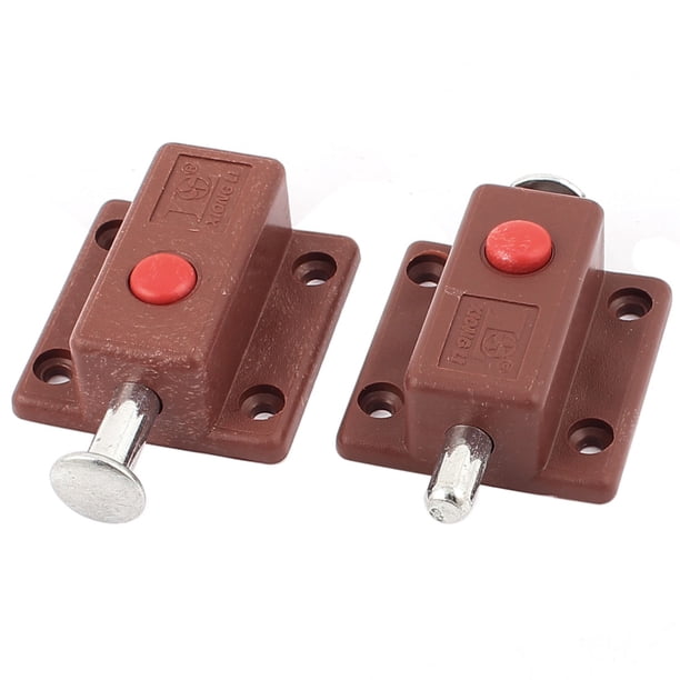 Cerraduras automáticas de botón pulsador de plástico con resorte para puertas y ventanas, 2 piezas