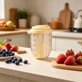 thumbnail image 4 of Vaso portátil de ensalada de frutas de doble capa con tenedor integrado, tapa sellada, diseño de drenaje y plástico apto para alimentos, de 15x10 cm para el almuerzo y uso para llevar., 4 of 6