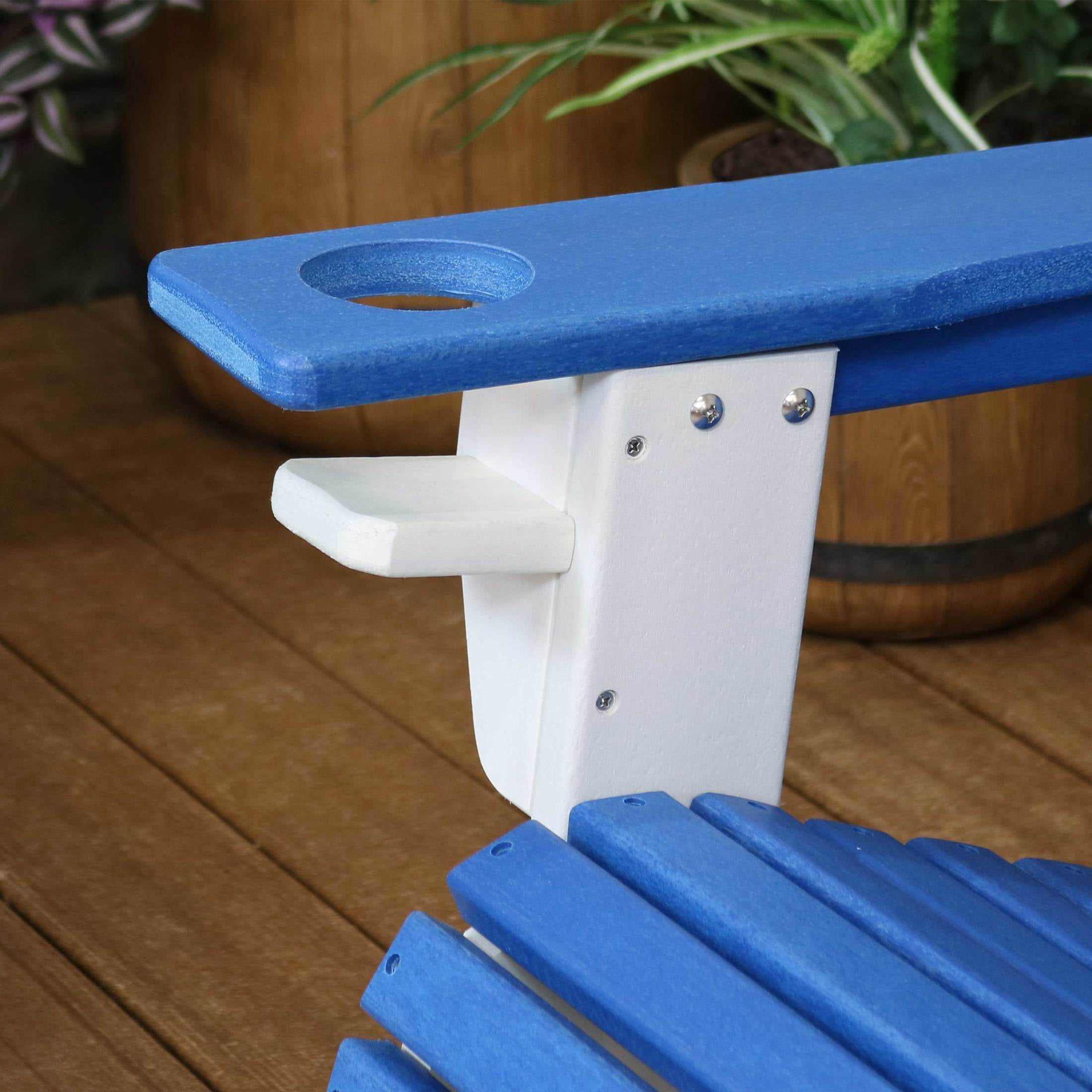 Sunnydaze HDPE Adriondack Chair with Drink Holder - Set of 2, Blue/White