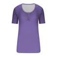 thumbnail image 3 of loopsun Plus Size Tops for Womens,Womens Summer Tops,Women's Round Neck Button Up T-shirt Loose Short Sleeved Top Purple S, 3 of 4