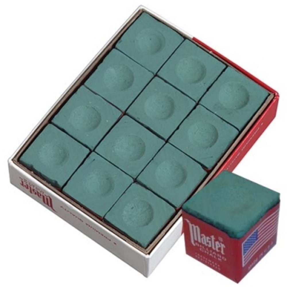 Mastar Green Pool Billiard Cue Q Stick Chalk Doz. Box 12Pack 1 Dozen