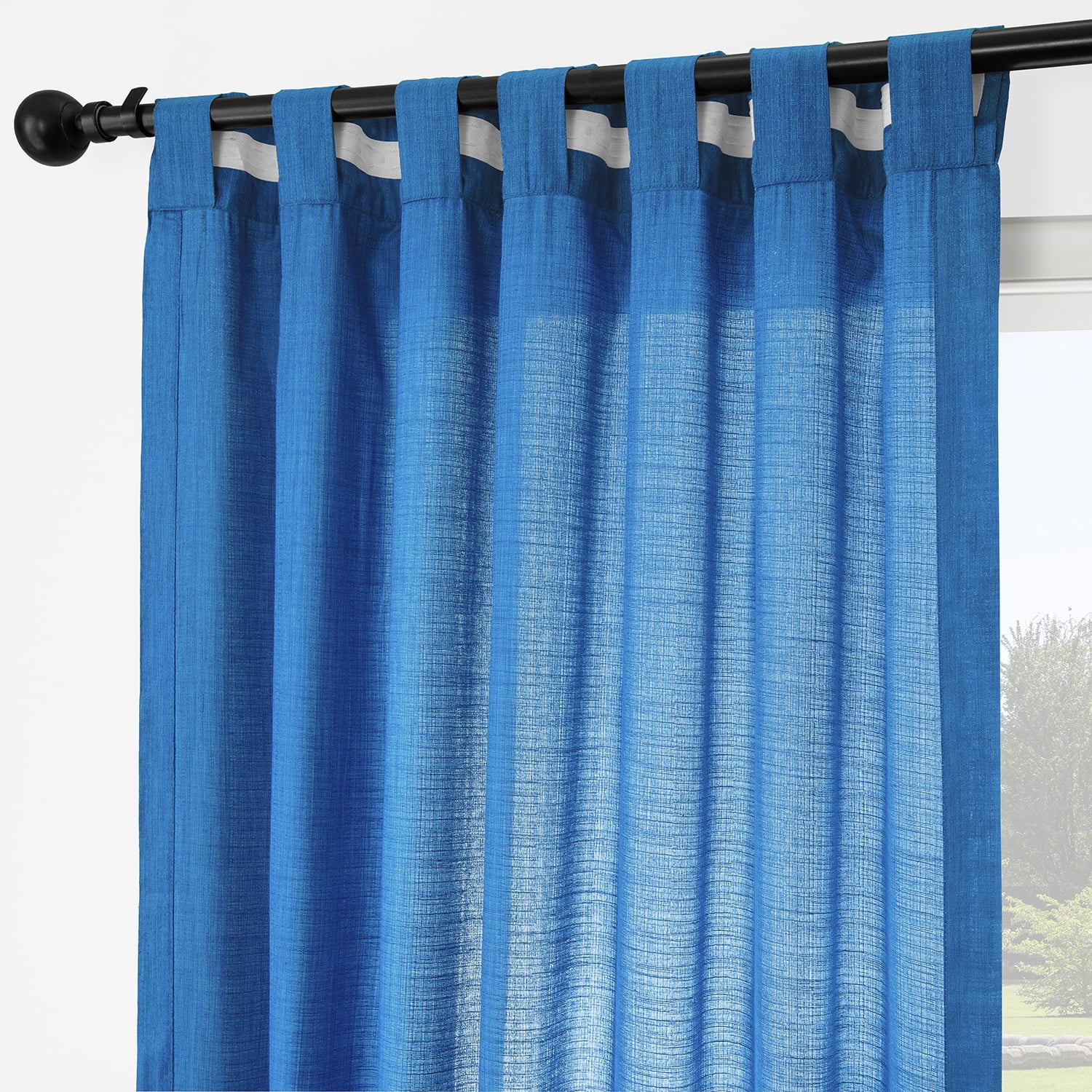 Half Price Drapes Blue Rustic Linen Weave Light Filtering Curtains for Bedroom (2 Panel), 50W X 84L