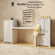 Aiho Storage Cabinet with 2 Doors & 2 Drawer, Pantry Cabinet for Kitchen, Studio, Living Room - White