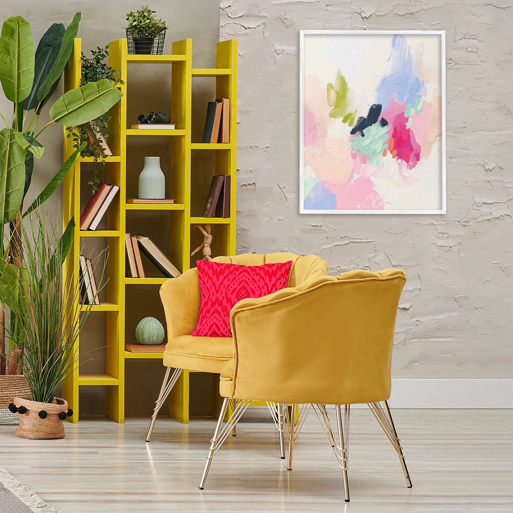 Stupell Industries Pastel Abstract Paint Strokes Abstract Painting White Framed Art Print Wall Art, 24 x 30