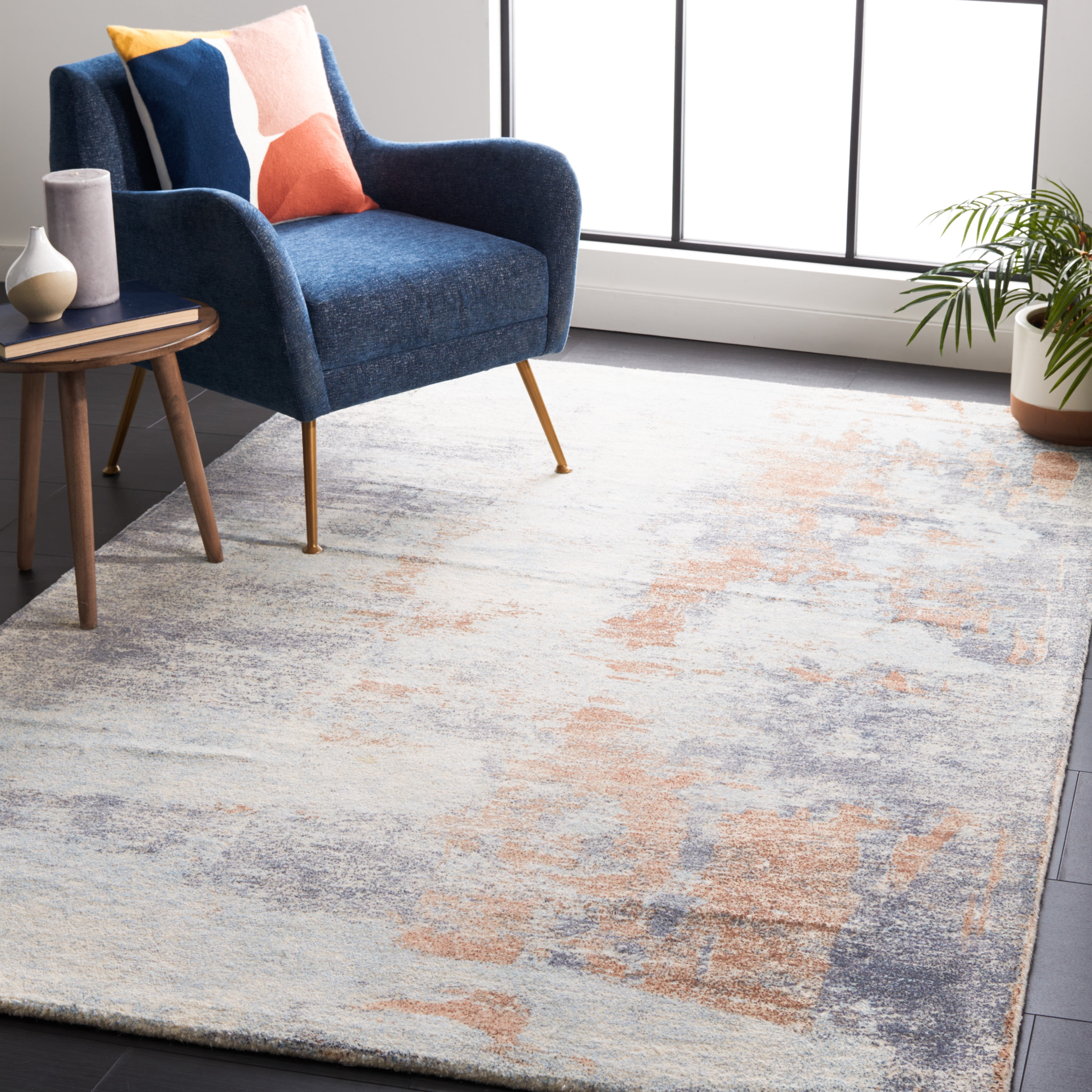 SAFAVIEH Restoration Vintage Janae Abstract Area Rug, Blue/Brown, 3' x 5'