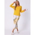 thumbnail image 2 of DARING DIVA Long Sleeve Floral Capri Soft Strechy Pajama Sets 2 Pieces L Yellow, 2 of 6