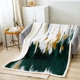 thumbnail image 2 of Emerald Green Throw Blanket for Couch Watercolor Graffiti Fleece Blanket, Striped Oil Painting Sherpa Blanket Aesthetic Modern Blanket, Ombre Brush Marks Contemporary Bed Blanket, 2 of 4
