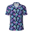 thumbnail image 2 of Daiia starry sky Skull flower Pattern Men’s Polo Shirts,Solid Deck Shirt,Classic Fit, Breathable Cotton Polo for Casual and Sport Wear-4X-Large, 2 of 7