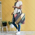 thumbnail image 4 of FORMRS Womens Canvas Tote Bag with Zipper Inner Pocket Shoulder Handbag, Green Geometric, 4 of 7