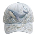 thumbnail image 2 of Ocean Creatures Embroidery Cap, Adjustable Cotton Baseball Cap, Raised Embroidered Sea Animal Hat for Beach Travel, Great Gift for Women & Men Sea Life Lovers, 2 of 6