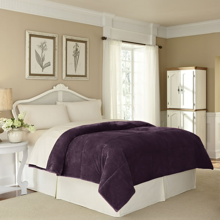 Vellux Queen Plush Lux Warm Blankets All Season Blankets Lightweight Quilted Blanket Full Queen Size Ultra Soft Luxury Hotel Blanket Box Stitched Blanket Queen Purple Walmart
