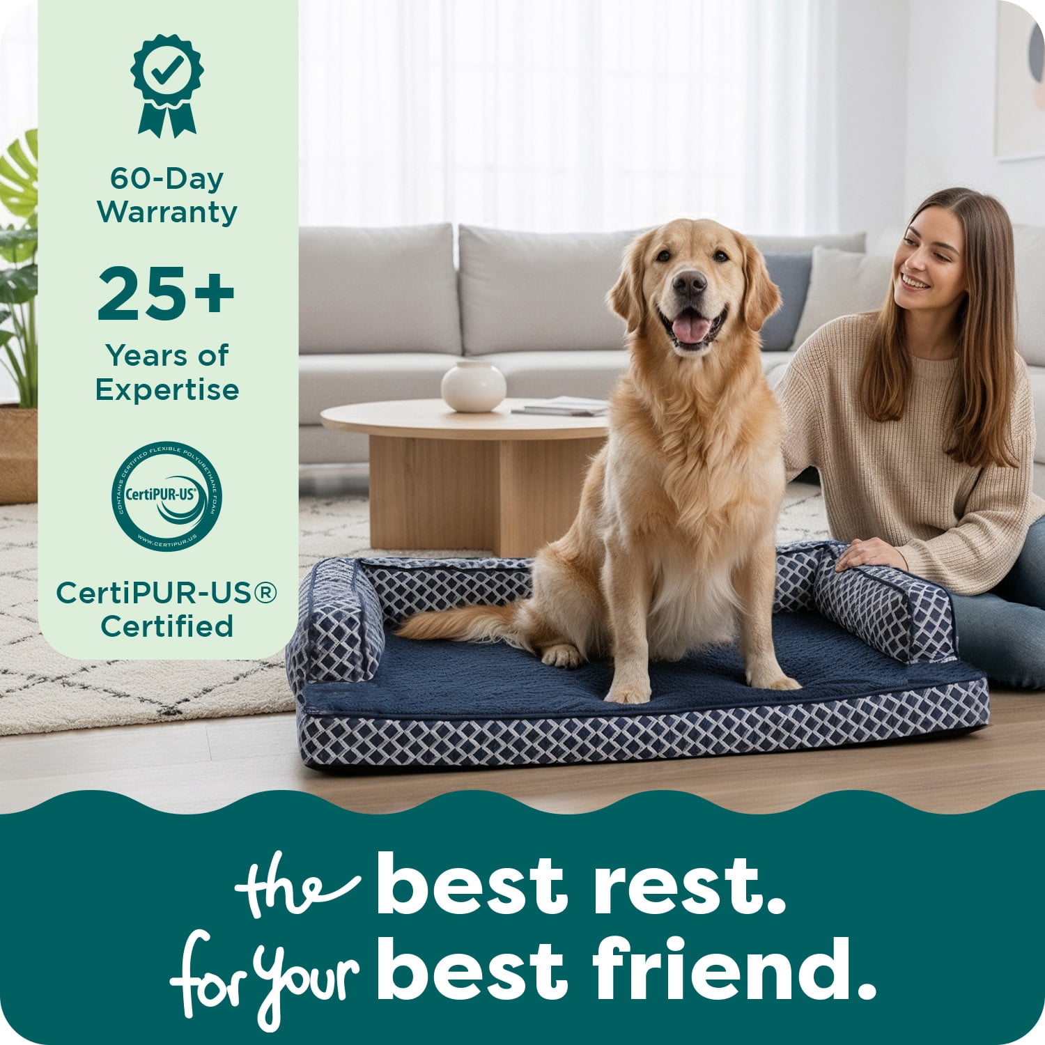 FurHaven Plush & Decorator Diamond Orthopedic Comfy Couch Sofa Pet Bed, Gray, JumboPlus, 1 Count