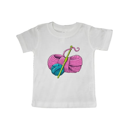 

Inktastic Blue and Pink Yarn with Crochet Hook Gift Baby Boy or Baby Girl T-Shirt